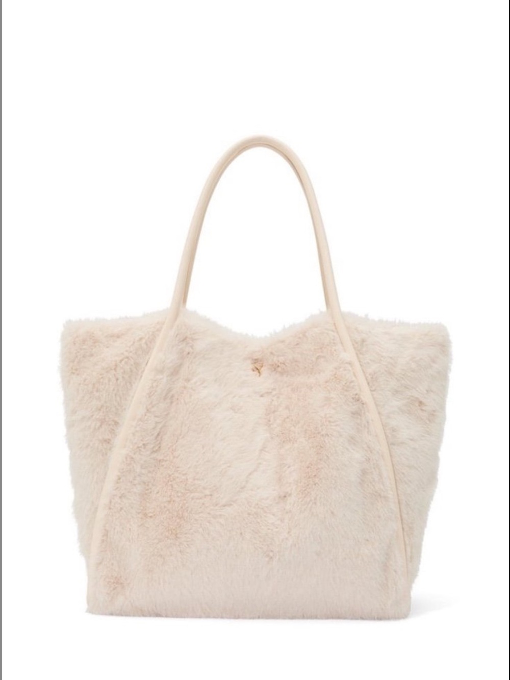 Victoria's Secret Plush Faux-Fur Tote in Light Cream